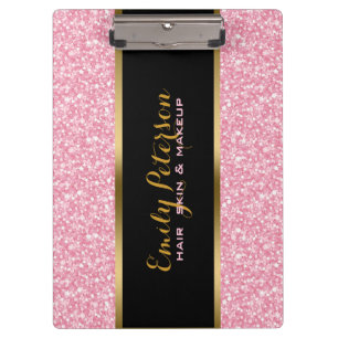 Carpeta De Pinza Elegante Purpurina rosa dorado y acentos negros