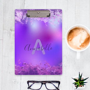 Carpeta De Pinza Elegante Purpurinoso de Glam Violeta Púrpura Moder