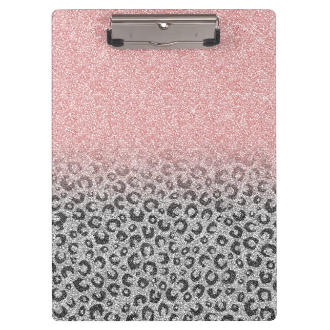 Carpeta De Pinza Elegante Rosa dorado Purpurina Leopardo Imprimir (Anverso)