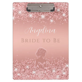 Carpeta De Pinza Elegante Rosa Gold Luxe Shimmer Bridal Shower