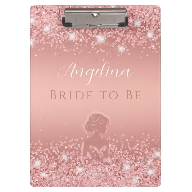 Carpeta De Pinza Elegante Rosa Gold Luxe Shimmer Bridal Shower (Anverso)