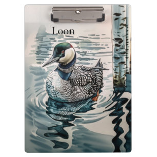 Carpeta De Pinza Elegante somorgujo en el lago - texto personalizad