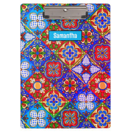 Carpeta De Pinza Elegante talavera mexicana azulejos púrpura azul r