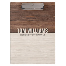 Carpeta De Pinza Elegante textura de madera marrón Monograma de est