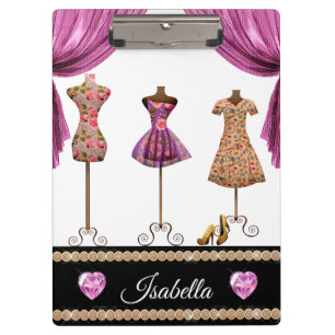 Carpeta De Pinza Elegante Vestido Rosa Vintage Con Flor Rosa