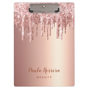 Carpeta De Pinza Elegante y elegante goteo de purpurina de cobre ro