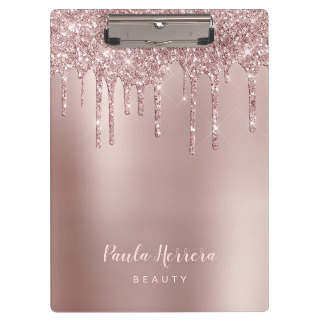 Carpeta De Pinza Elegante y elegante goteo de purpurina de cobre ro (Anverso)