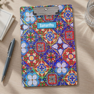 Carpeta De Pinza Elegantes baldosas mexicanas talavera rojas azules