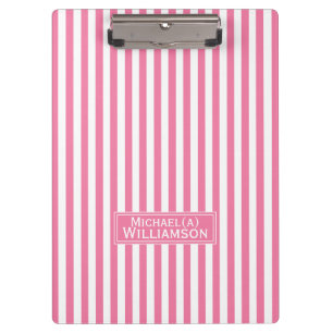 Carpeta De Pinza Elegantes franjas rosadas y blancas Flamingo Perso