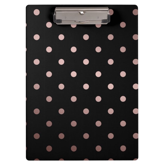 Carpeta De Pinza elegantes puntos de polka negro rosa de oro (Anverso)