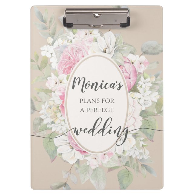 Carpeta De Pinza Elegantes Rosas florales y planificadores de casam (Anverso)