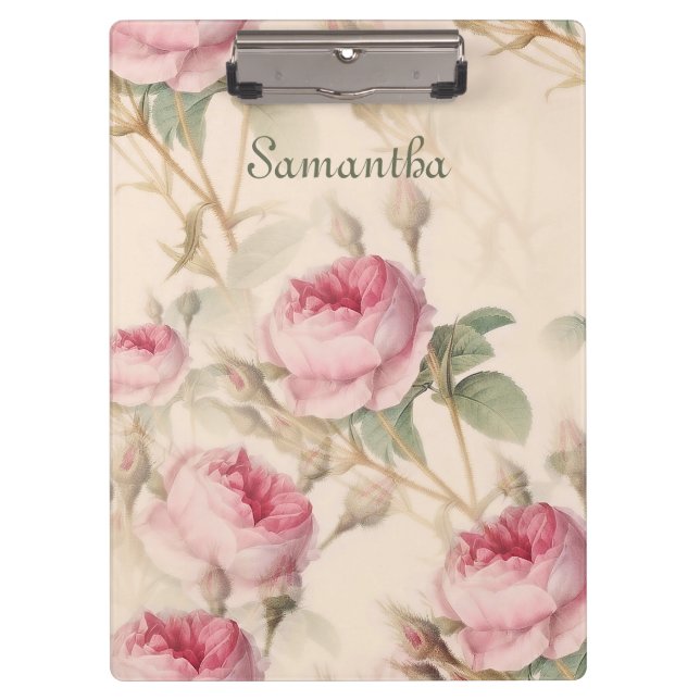Carpeta De Pinza Elegantes rosas rosas rosas añaden tu nombre (Anverso)