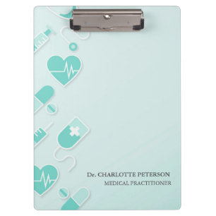 Carpeta De Pinza Elementos personalizados de médico azul
