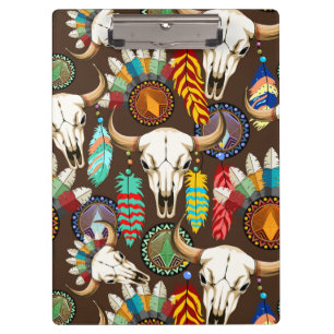 Carpeta De Pinza Emblema de cráneo de búfalo nativo americano
