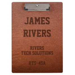 Carpeta De Pinza Embossed Brown Vegan Leather clipboard