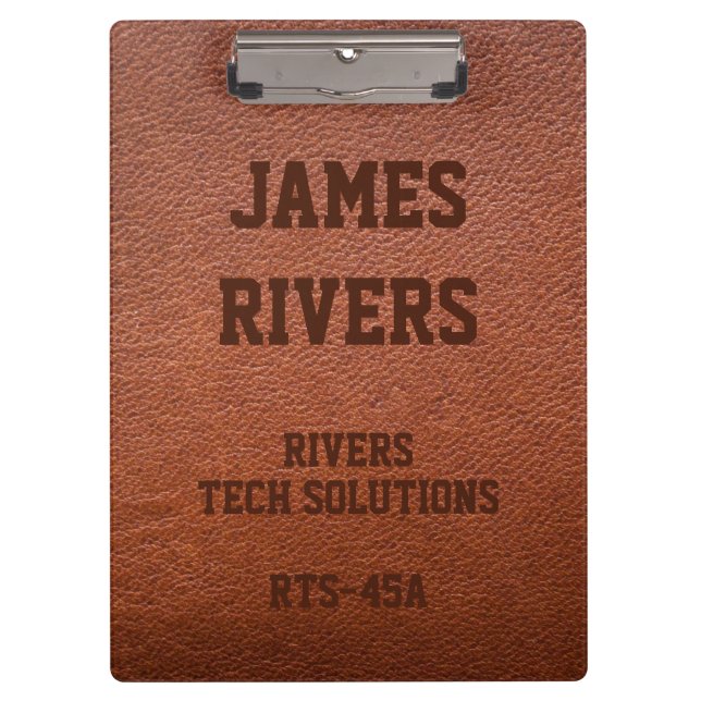 Carpeta De Pinza Embossed Brown Vegan Leather clipboard (Anverso)