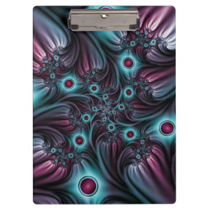 Carpeta De Pinza En profundidad Arte fractal rosa azul abstracto ab