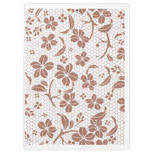 Carpeta De Pinza "Encaje Vintage" Estética Floral Cubierta Rígida E