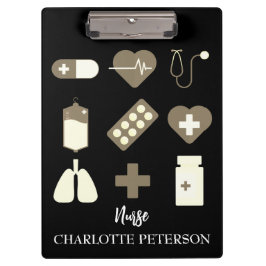 Carpeta De Pinza Enfermera de elemento médico negro