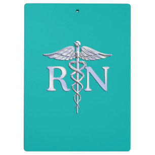 Carpeta De Pinza Enfermera inscrita RN Caduceus en turquesa
