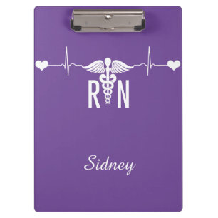 Carpeta De Pinza Enfermera inscrita (RN) Símbolo Caduceus de EKG C