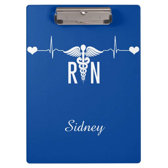 Carpeta De Pinza Enfermera inscrita (RN) Símbolo Caduceus EKG  (Anverso)