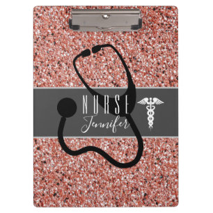 Carpeta De Pinza Enfermera Médica Caduceus Stethoscope Rosa Purpur