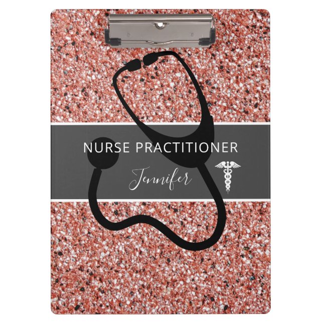 Carpeta De Pinza Enfermera practicante Rosa Purpurina de oro person (Anverso)