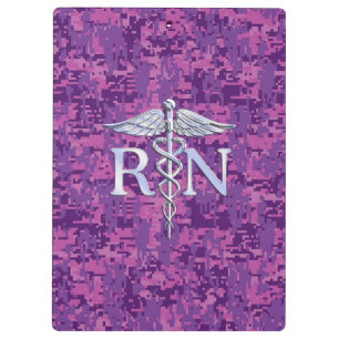 Carpeta De Pinza Enfermera Registrada RN Caduceo en Camuflaje Fuchs