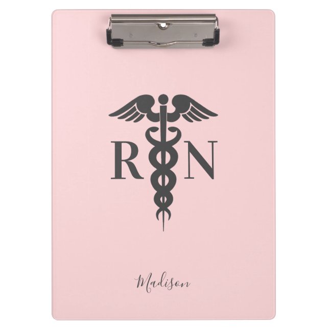 Carpeta De Pinza Enfermera RN Medicina Rubor Caducto Rosa Personali (Anverso)