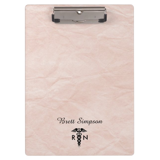 Carpeta De Pinza Enfermero de personalizado con registro rosado (Anverso)