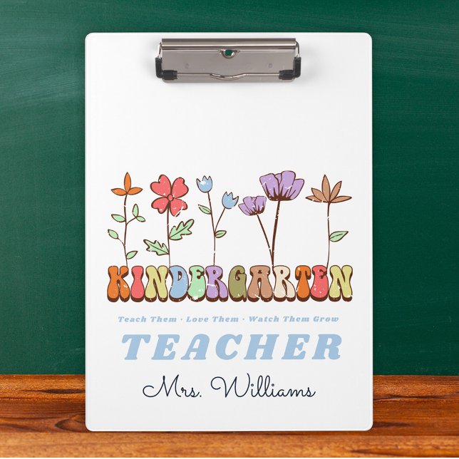 Carpeta De Pinza Enseñar Crecer Amor Wildflowers Profesora de guard (Teach Love Grow Wildflowers Kindergarten Teacher Clipboard
)