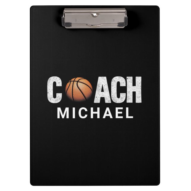 Carpeta De Pinza Entrenador de baloncesto personalizado (Anverso)