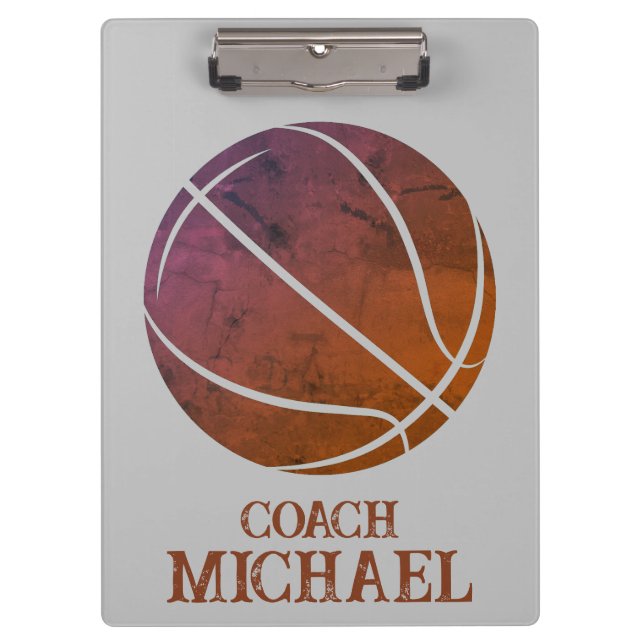 Carpeta De Pinza Entrenador de baloncesto personalizado (Anverso)