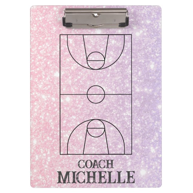 Carpeta De Pinza Entrenador de baloncesto personalizado (Anverso)