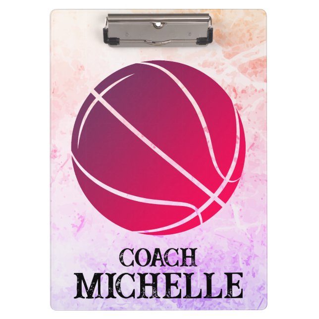 Carpeta De Pinza Entrenador de baloncesto personalizado (Anverso)