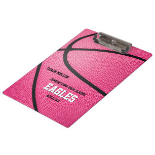 Carpeta De Pinza entrenador de básquetbol personalizado rosa entren