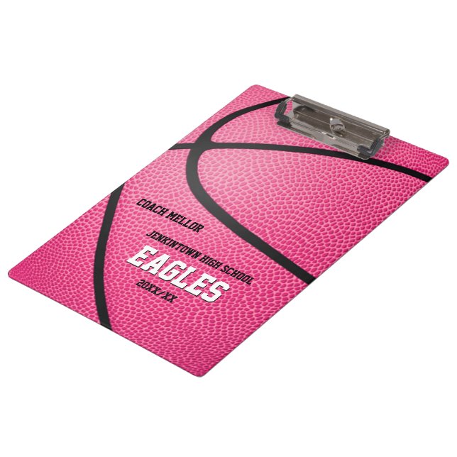 Carpeta De Pinza entrenador de básquetbol personalizado rosa entren (Angular)