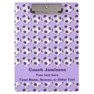 Carpeta De Pinza Entrenador de fútbol morado y Personalizado blanc