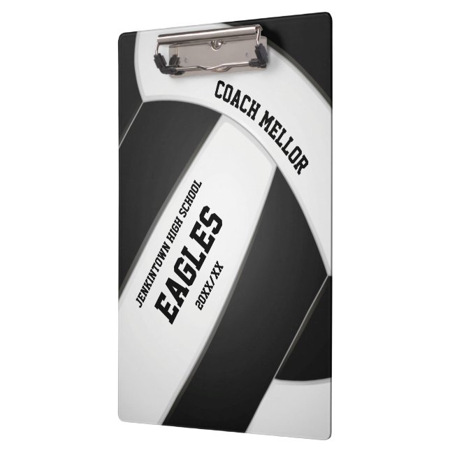 Carpeta De Pinza entrenador de voleibol blanco negro (Izquierda)