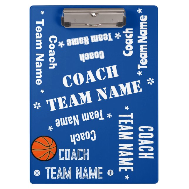 Carpeta De Pinza Equipo de entrenador de baloncesto Blue and White  (Anverso)