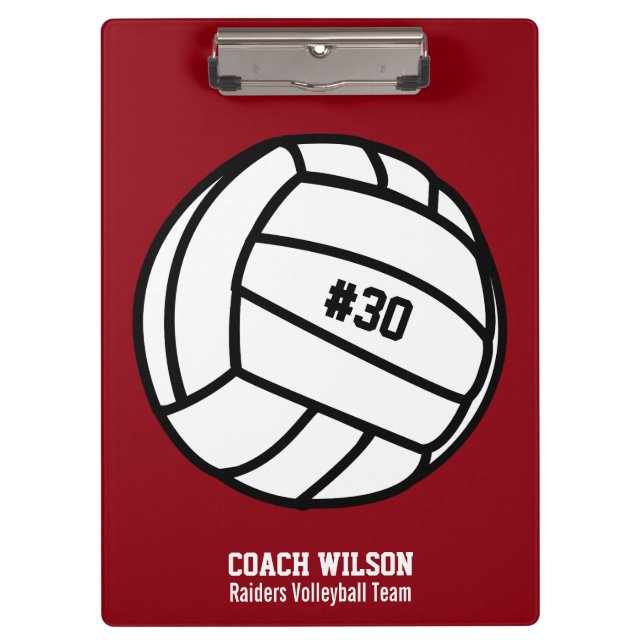 Carpeta De Pinza Equipo de voleibol personalizado, nombre y número  (Anverso)