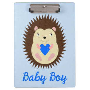 Carpeta De Pinza Erizo Corazón Azul Niño Personalizado