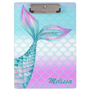 Carpeta De Pinza Escala de cola de sirena Verde azulada de color ro