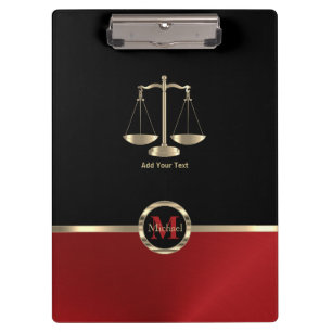 Carpeta De Pinza Escalas de justicia - Monograma negro y rojo