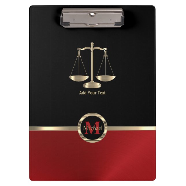 Carpeta De Pinza Escalas de justicia - Monograma negro y rojo (Anverso)
