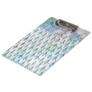 Carpeta De Pinza Escalas de peces de sirena verde azulada Purpurina