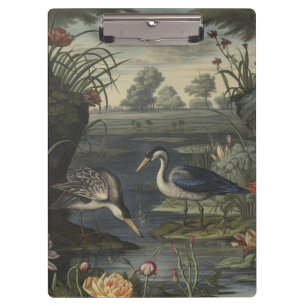 Carpeta De Pinza Escena botánica de grúas azules a orillas de un rí