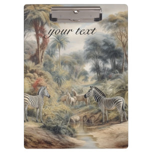 Carpeta De Pinza Escena botánica del personalizable de cebras y leo