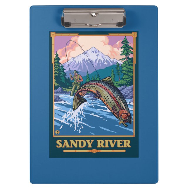 Carpeta De Pinza Escena de la pesca con mosca - río de Sandy, (Anverso)